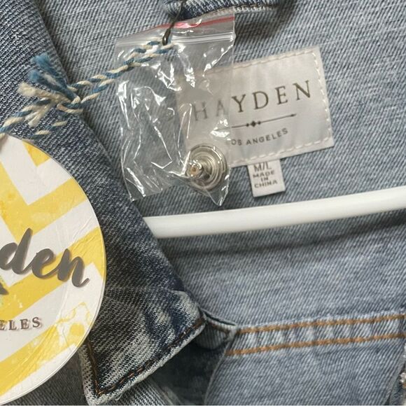 Nwt Hayden distresses denim beaded jacket Sz M/L - Picture 4 of 14